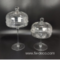 custom clear glass stem cake stands with dome